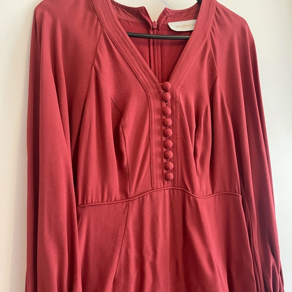 Zimmermann Espionage Billow Sleeve Dress in Rouge 0 ( 6 8 ) - Picture 5 of 6